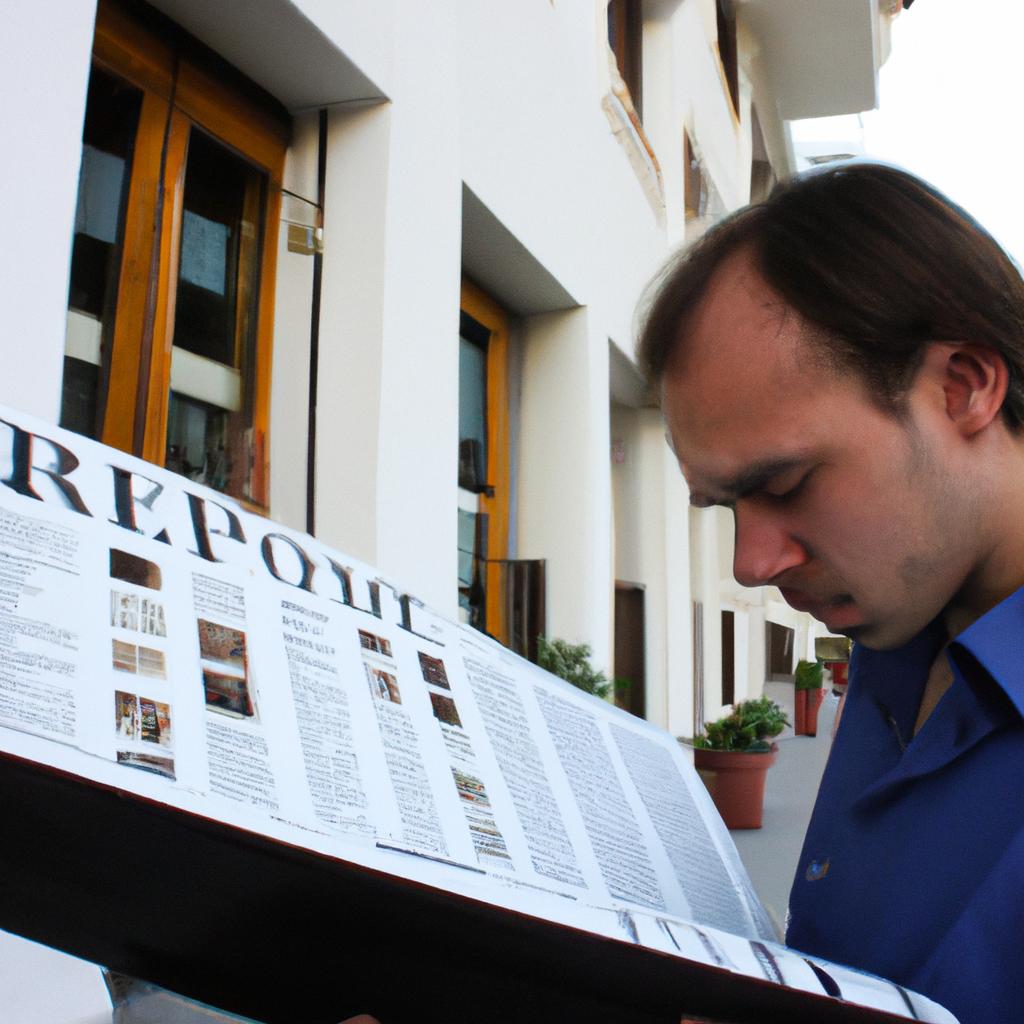 Person reading hotel directory, confused