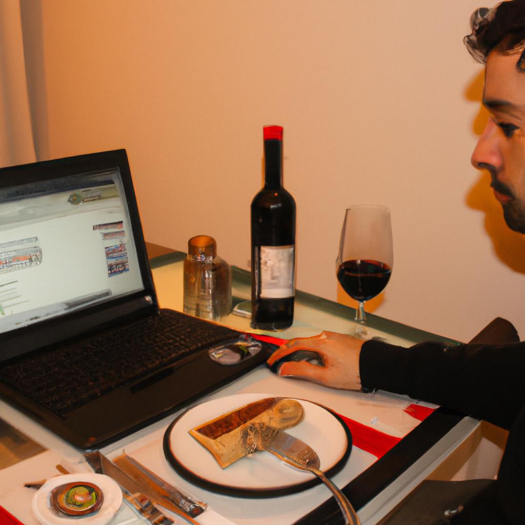 Man making dinner reservations online