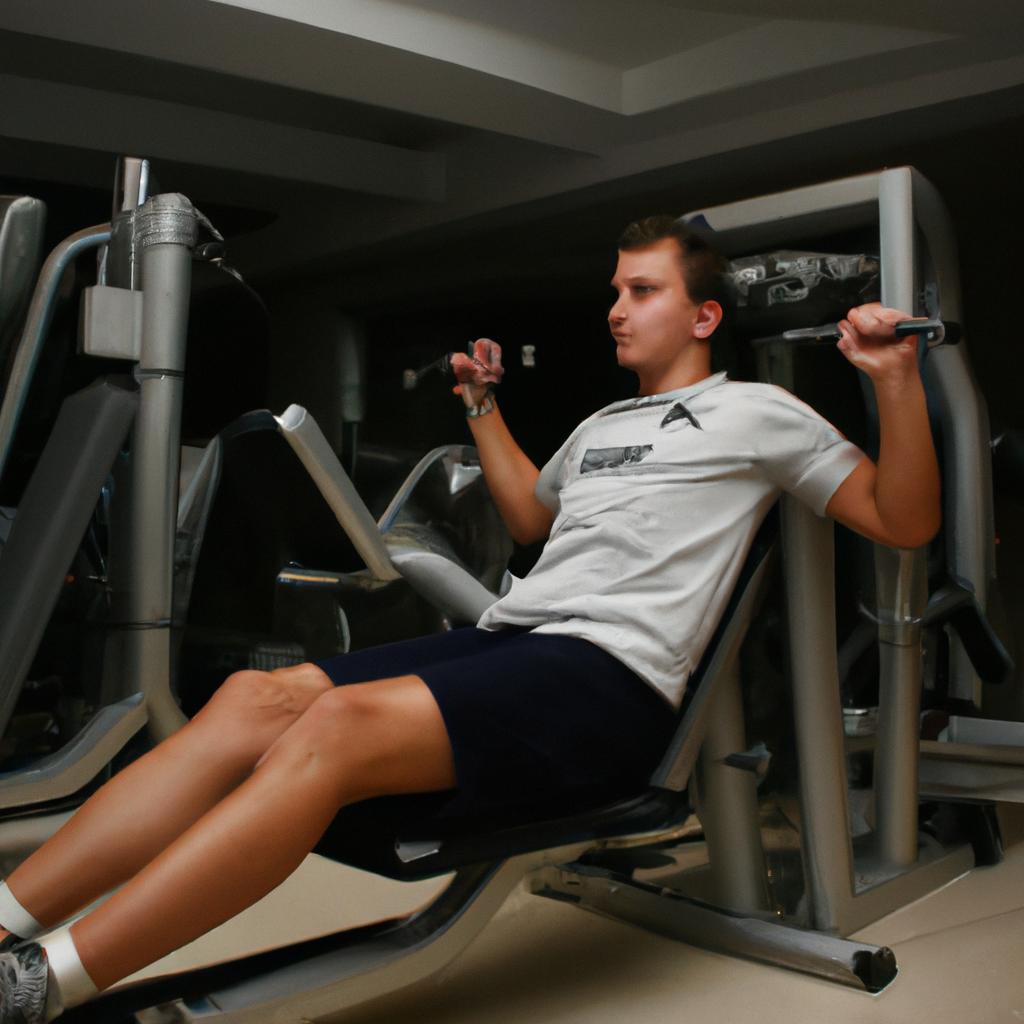 Person exercising in hotel gym