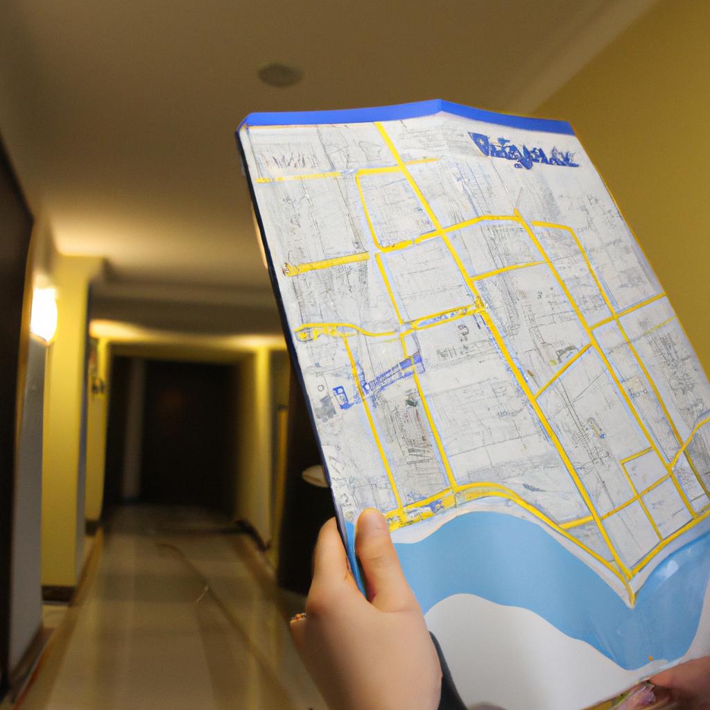 Person holding hotel directory map