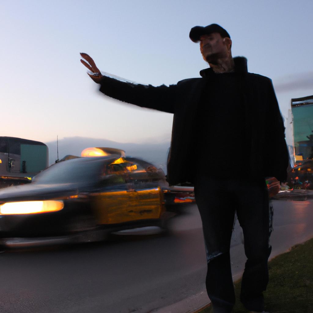 Man hailing a taxi cab